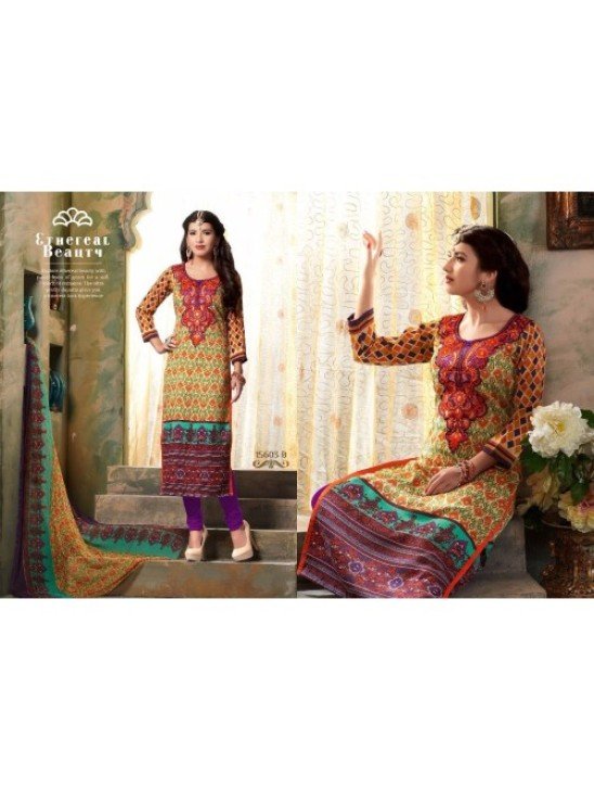 15603 B Pink And Purple Annie Straight Salwar Suit