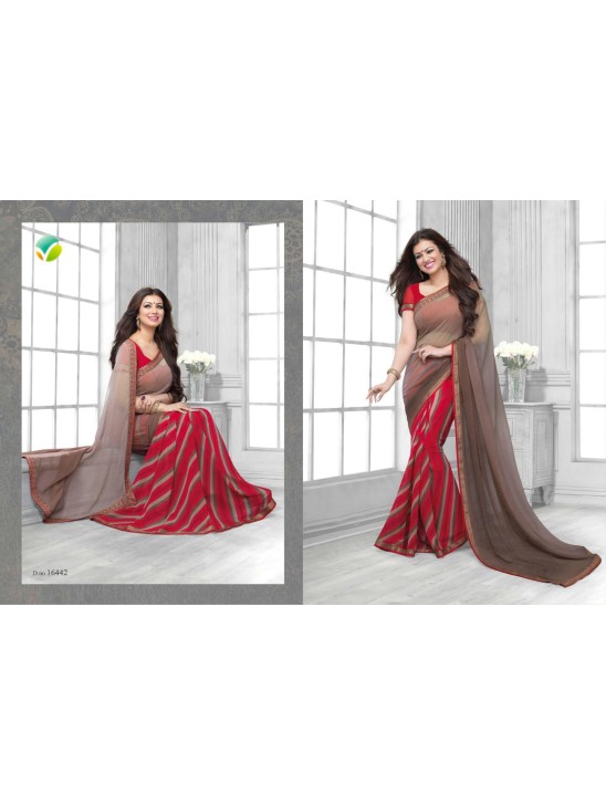 16442 Red With Grey Vinay Sheesha Star Walk Saree