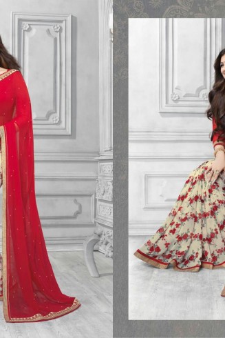 16449 Red Vinay Sheesha Star Walk Saree