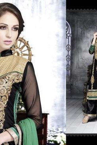 6206 Black With Green LEO Designer Party Wear Suit