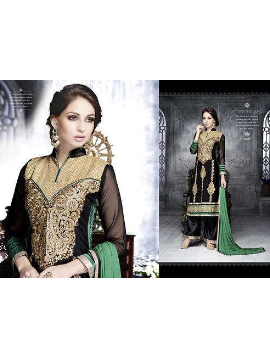 6206 Black With Green LEO Designer Party Wear Suit