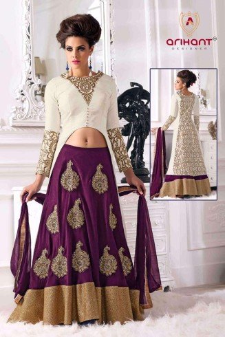 A0001 Purple Arihant Wedding wear Lengha Dress