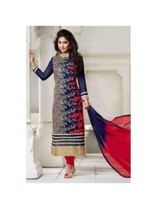 BL001 Blue With Red Blue Heena Salwar kameez Dress
