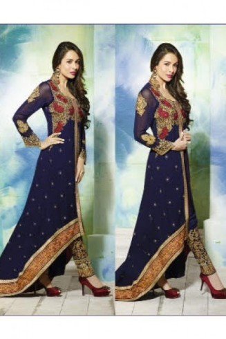 GL3801 Blue GLOSSY MALAIKA ARORA ANARKALI DRESS