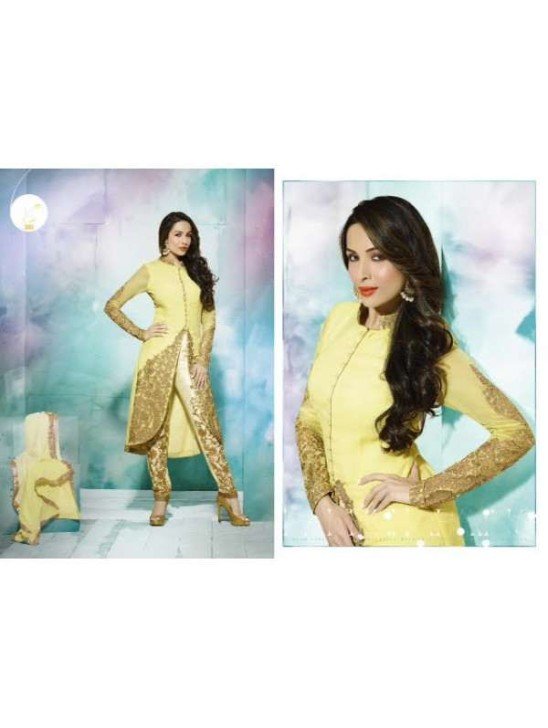 GL3805 Buttercup Yellow GLOSSY MALAIKA ARORA ANARKALI DRESS