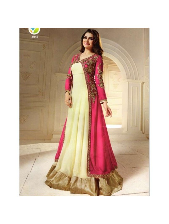 K2942 Cream And Pink  KASEESH PRACHI Anarkali Wear