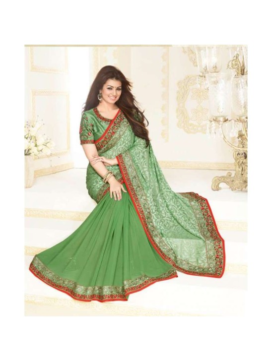 ZKH16358 Light Green Kasheesh Sheesha Designer Saree