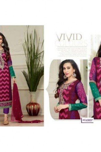 Purple Casual Salwar Suit Printed Pakistani Dress