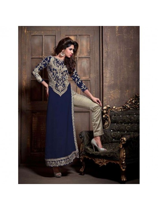 ZMS16003 Blue With Gold MAISHA MASKEEN Dress