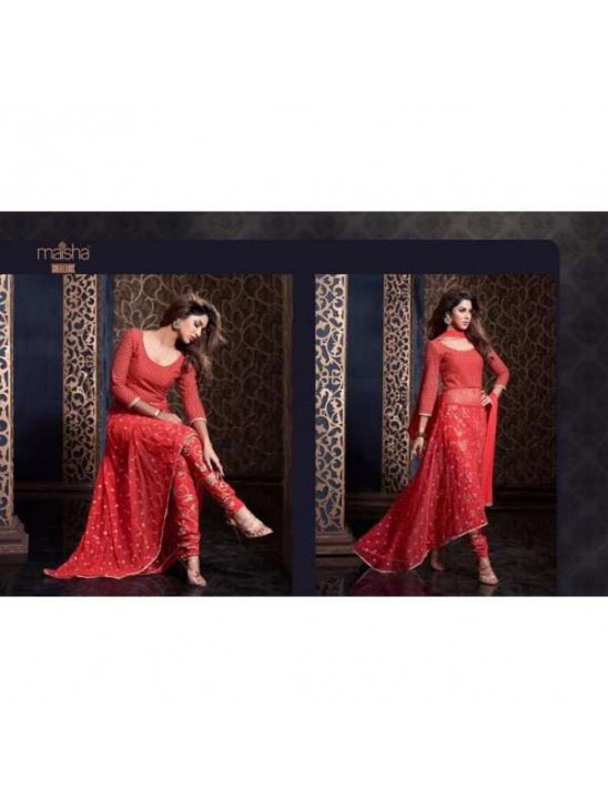 MS2301 - RED MAISHA HARMAN PARTY WEAR SUIT