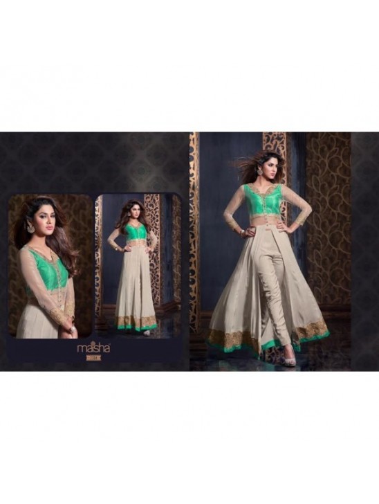 MS2304- Green And Cream MAISHA HARMAN PARTY WEAR SUIT