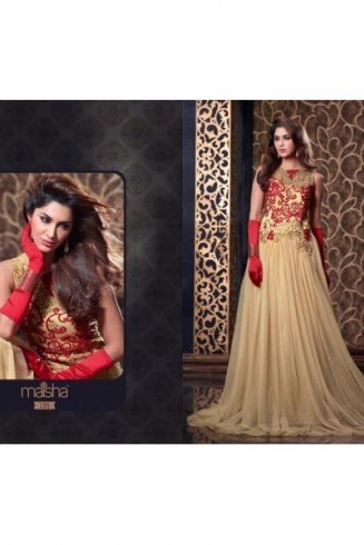 MS2305 - Gold And Red MAISHA HARMAN PARTY WEAR SUIT