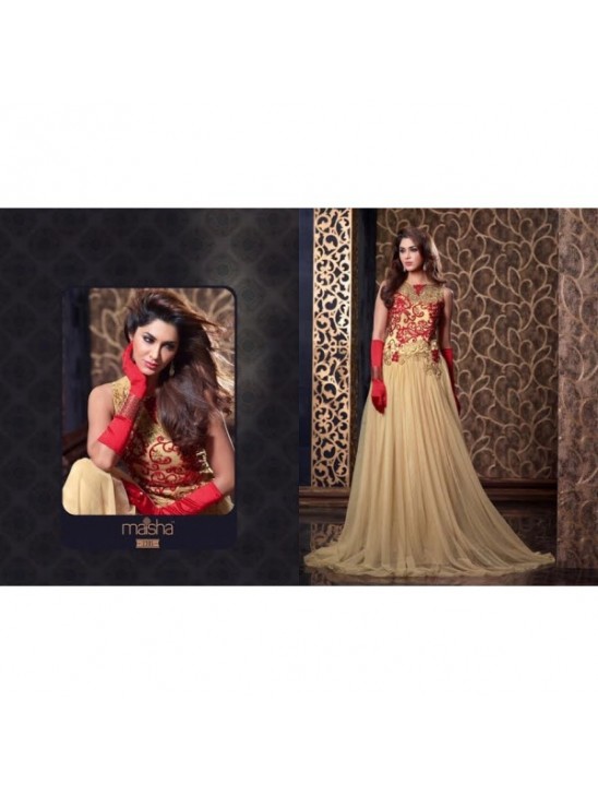 MS2305 - Gold And Red MAISHA HARMAN PARTY WEAR SUIT