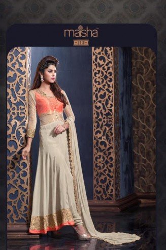 MS2310 - ORANGE AND CREAM MAISHA HARMAN PARTY WEAR SUIT