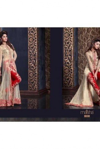 MS2312 - Cream And Red HARMAN PARTY WEAR SUIT