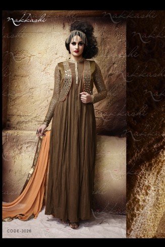 Brown Indian Designer Party Wear Gown