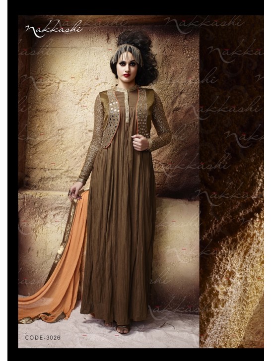 Brown Indian Designer Party Wear Gown