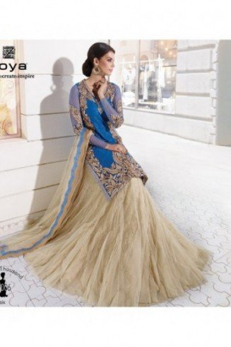 Z-12005 Blue With Beige ETHNIC ZOYA EID AND WEDDING LENGHA