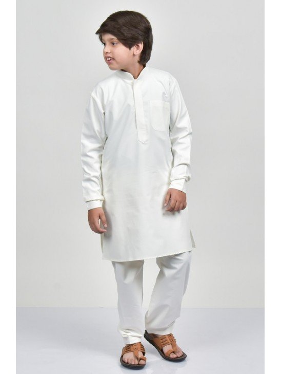 Cream Pakistani Boys Kurta Shalwar Suit