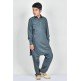 Dark Grey Collar Kurta For Boys