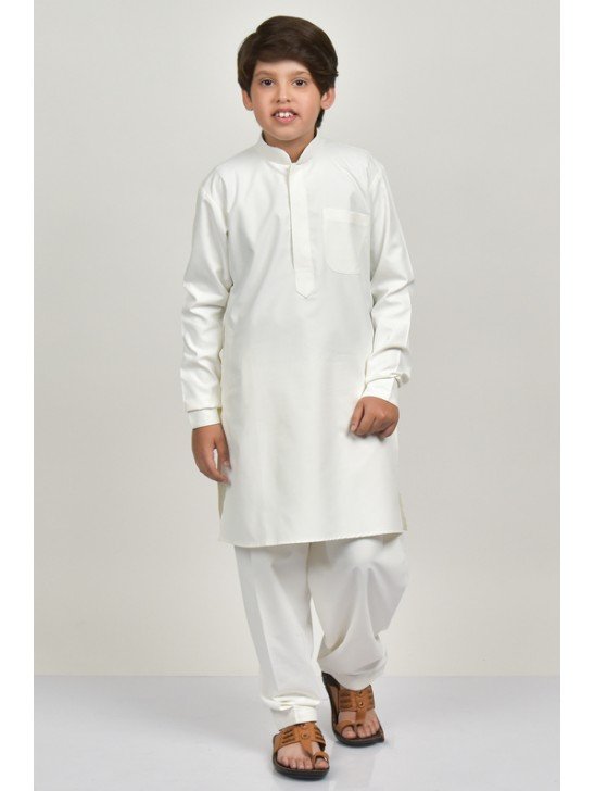 Cream Pakistani Boys Kurta Shalwar Suit