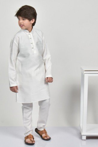 White Indian Pakistani Boys Eid Kurta Pajama