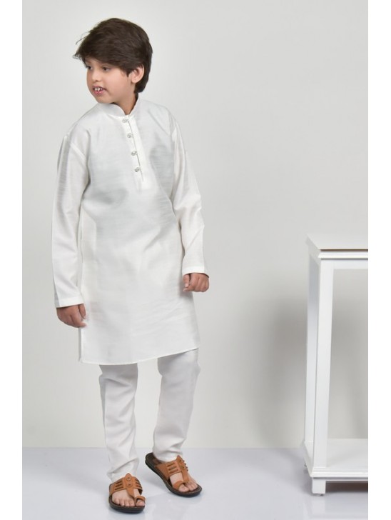 White Indian Pakistani Boys Eid Kurta Pajama