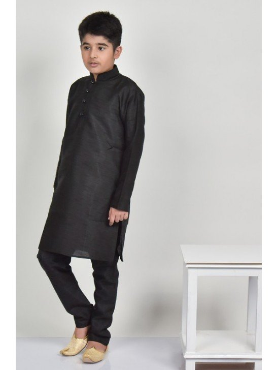 Black Modern Style Ethnic Kurta Pajama For Boys