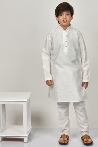 White Indian Pakistani Boys Eid Kurta Pajama