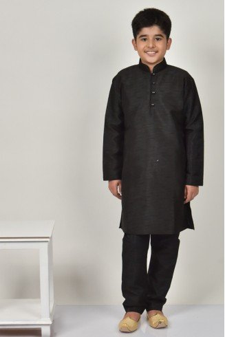 Black Modern Style Ethnic Kurta Pajama For Boys