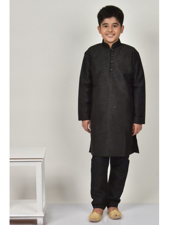 Black Modern Style Ethnic Kurta Pajama For Boys