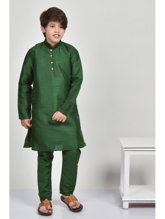 Dark Green Indian Boys Kurta Pajama