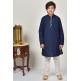 Navy Blue Kurta White Pajama For Boys