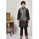 Black Kurta Pajama With Matching Grey Waistcoat