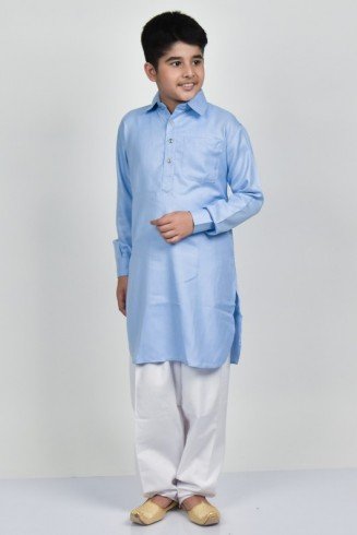 Sky blue & White Party Wear Boys Shalwar Kameez