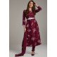 Wine Printed Anarkali Frock Suit