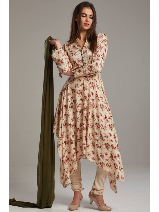 Beige Printed Stylish Indian kurti Suit