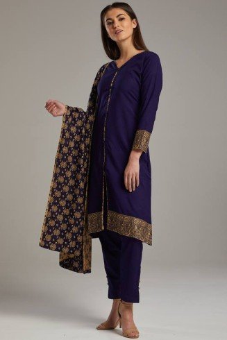 Navy Blue Pakistani Designer Readymade Dress