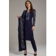 Navy Blue Designer Winter Salwar kameez large size