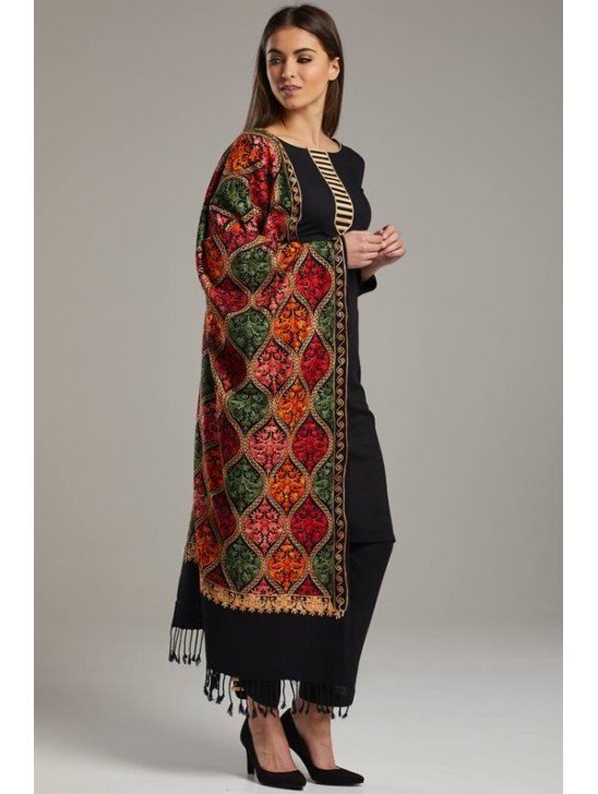 Black Shawl Winter Wear Salwar Suit