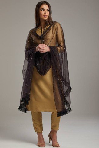 Gold Kurta Style Party Wear Indian Suit