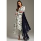 White C Cut Kurta Floral Printed Designer Suit