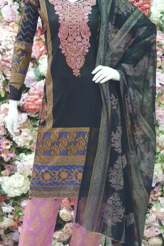BLACK & ASH ROSE PRINTED LAWN COTTON READYMADE SUIT
