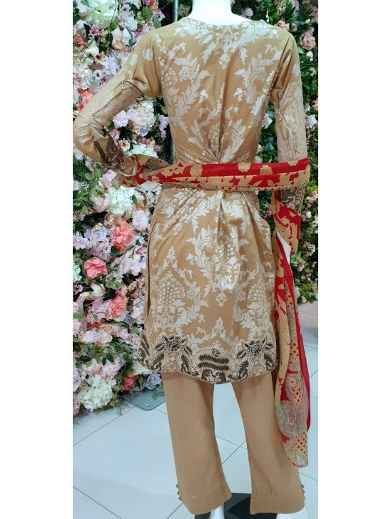 Beige Pakistani Suit Summer Lawn Dress