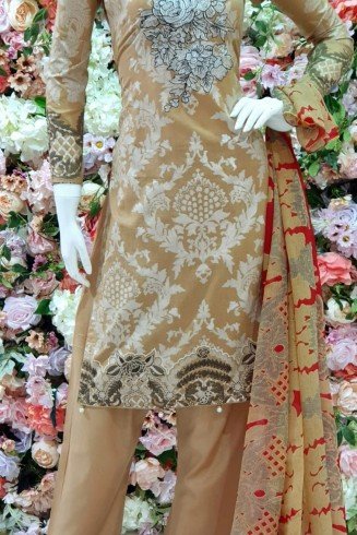 Beige Pakistani Suit Summer Lawn Dress