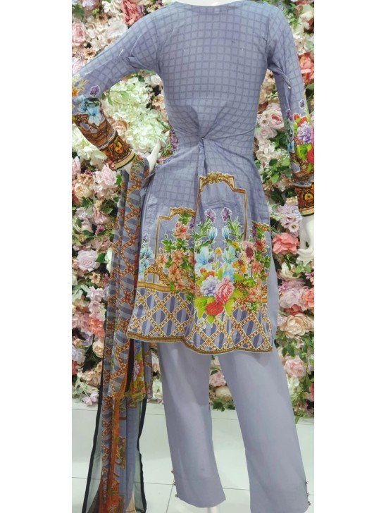 FADED DENIM BLUE SPRING SUMMER LAWN SALWAR KAMEEZ