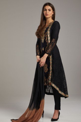 BLACK INDIAN ETHNIC TRENDY READYMADE SALWAR KAMEEZ 