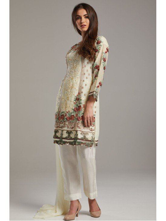 Cream Ethnic Pakistani Readymade Suit