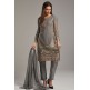 ASH GREY INDIAN ETHNIC FESTIVE PARTY WEAR READYMADE SALWAR SUIT