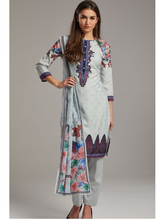 LILAC GREY SUMMER WEAR PAKISTANI READYMADE SALWAR KAMEEZ